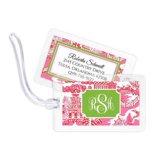 Pink Chinoiserie Luggage Tags